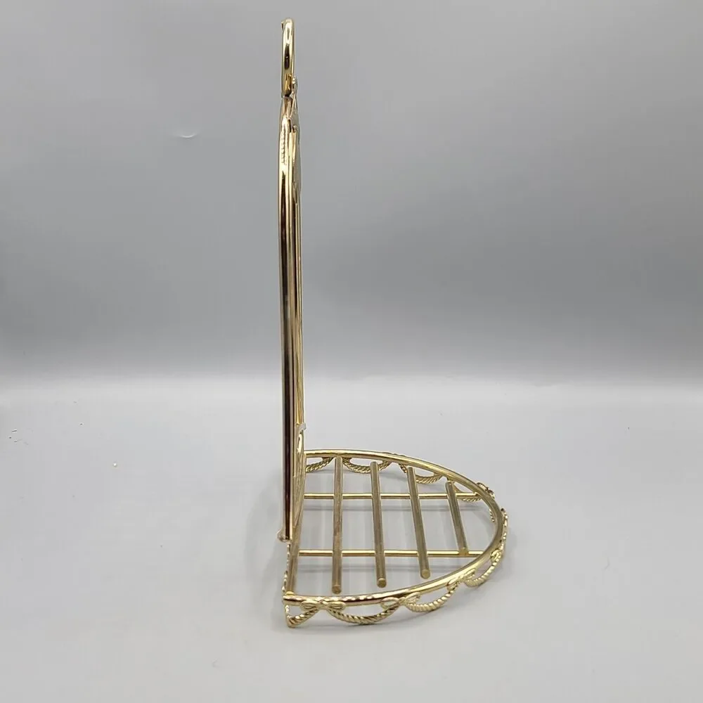 Christmas Holiday Jingle Bell Gold Plated Metal Wall Display Shelf Semi Circle